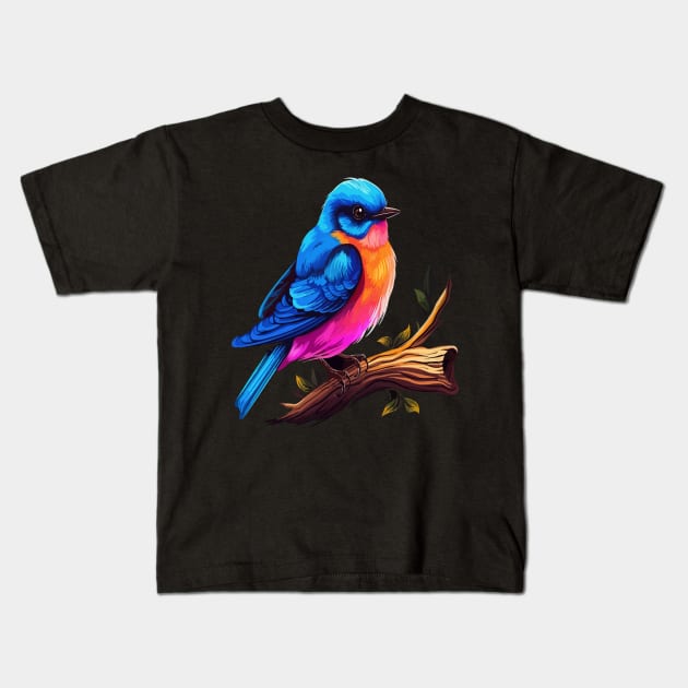 Eastern Bluebird Smiling Kids T-Shirt by JH Mart